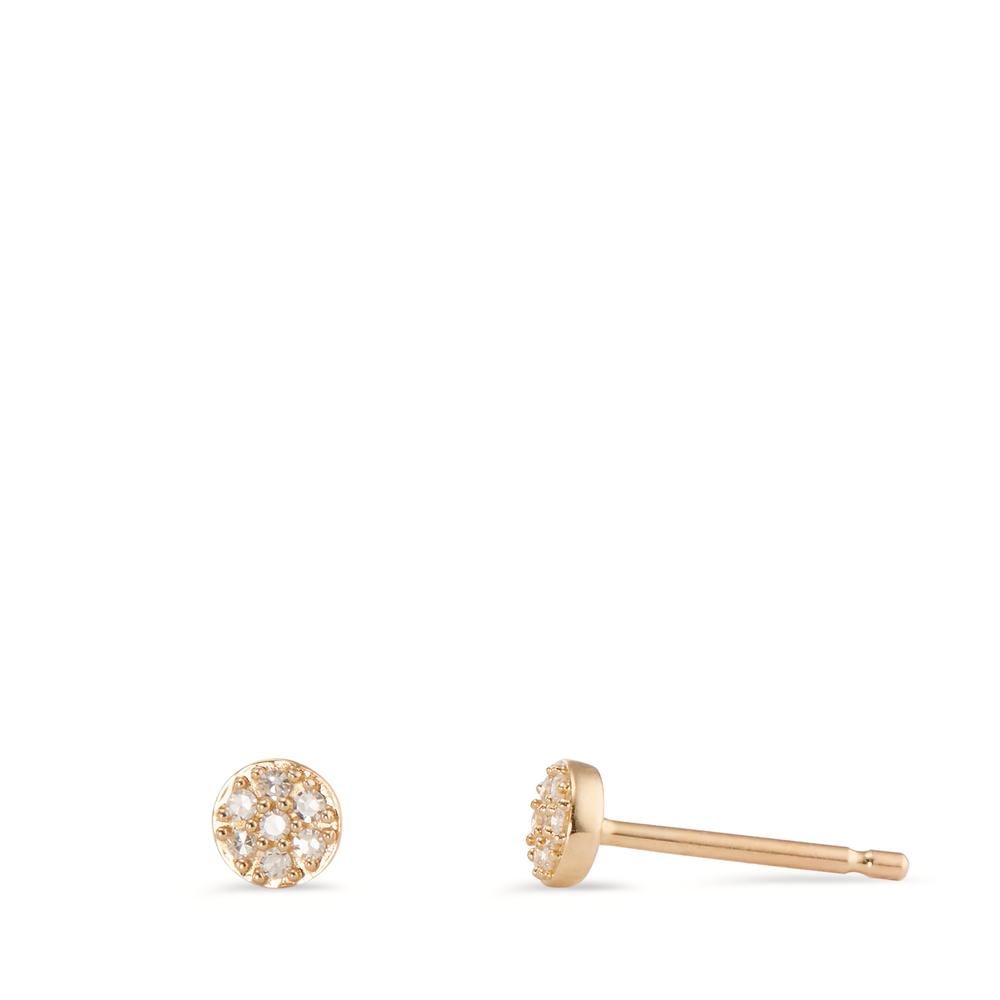 Clous d'oreilles Or jaune 14K Diamant 0.05 ct, 14 Pierres, w-si Ø3.5 mm-598088