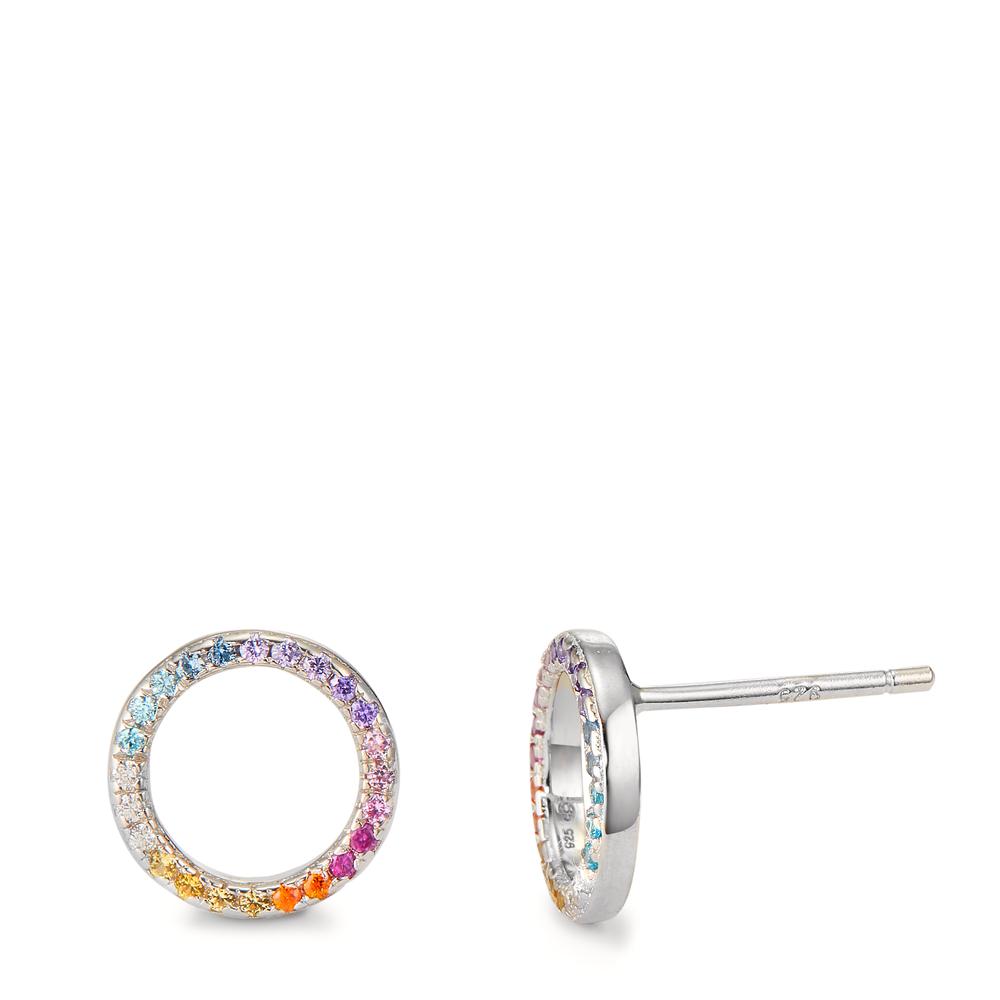 Clous d'oreilles Argent Zircone coloré Rhodié Ø10 mm-598206