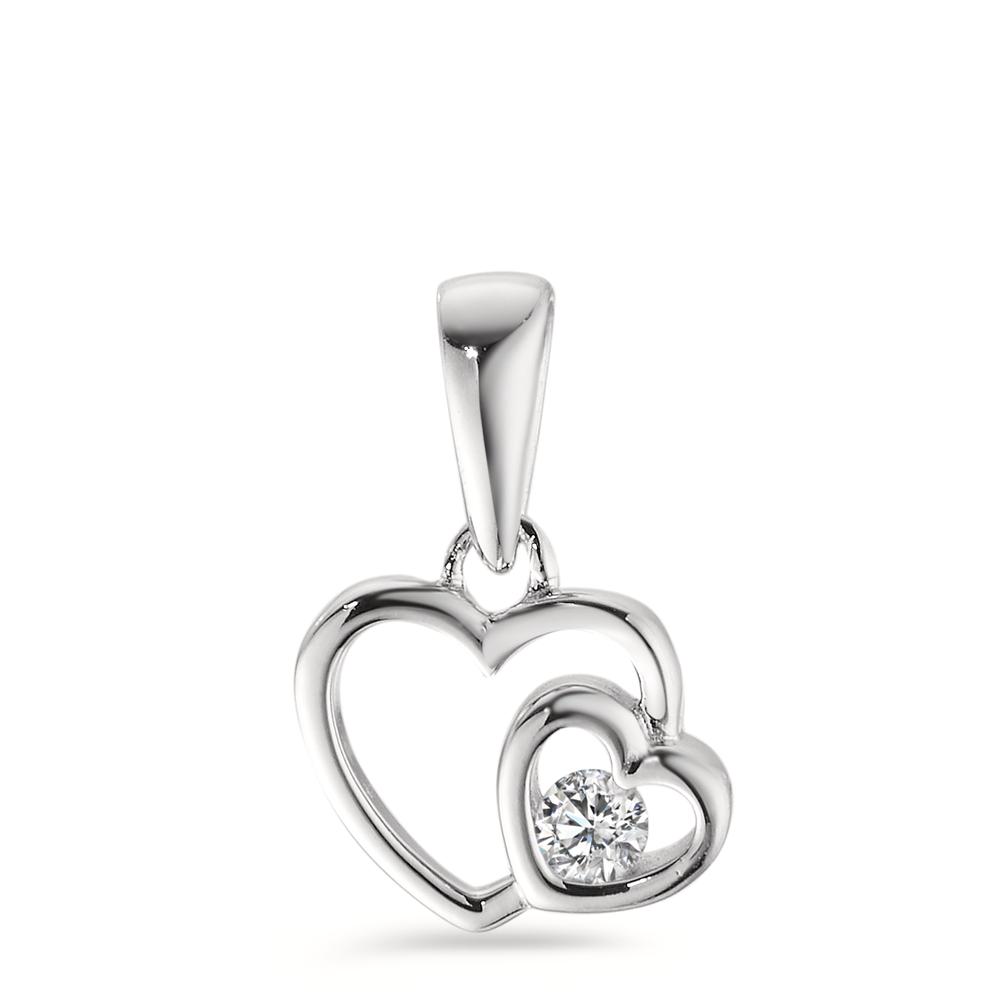 Pendentif Argent Zircone Rhodié Coeur Ø10 mm-598209