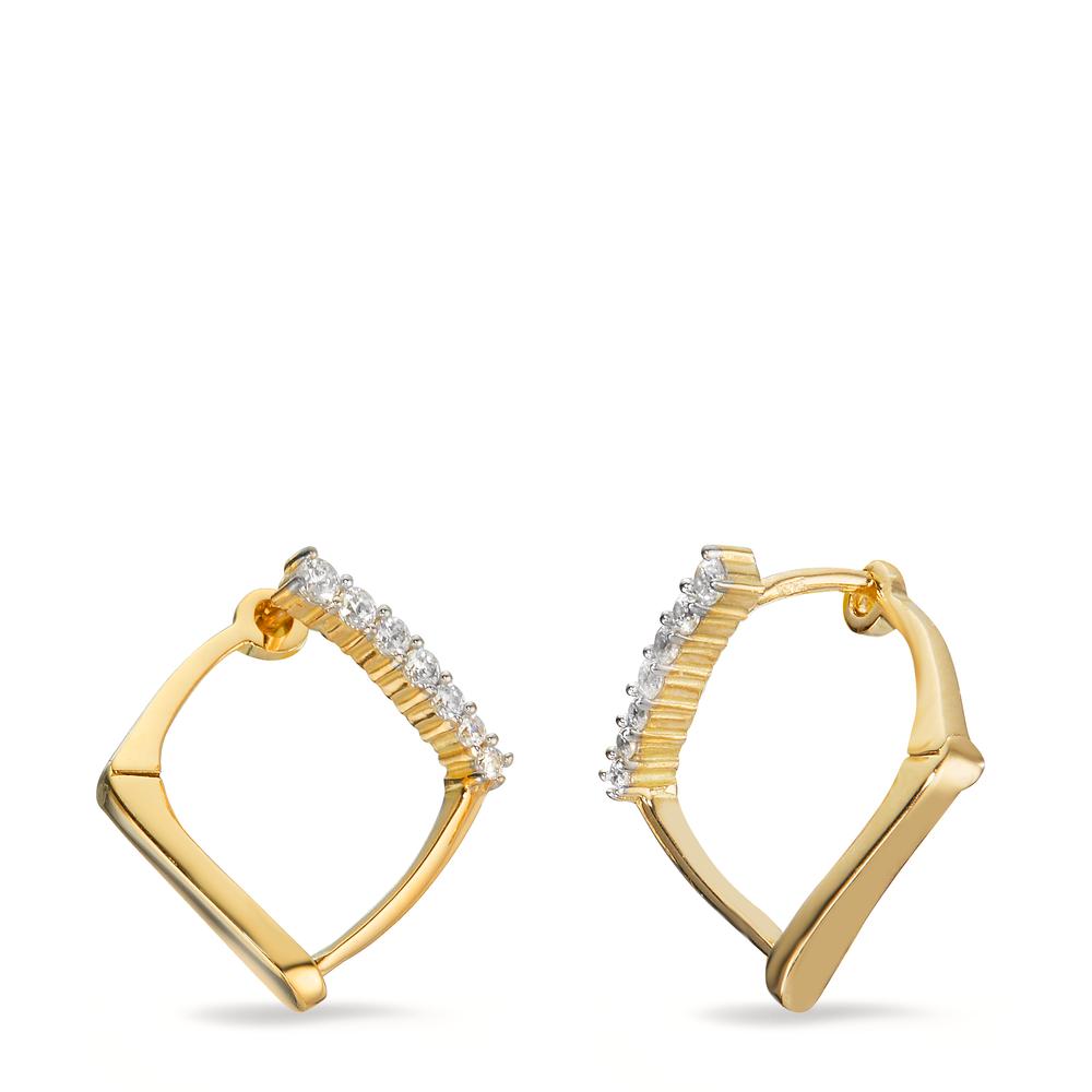 Boucles d'oreilles Or jaune 18K Zircone blanc, 14 Pierres Ø18 mm-598258