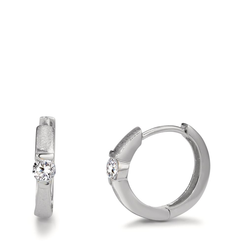 Créoles à charnières Argent Zircone 2 Pierres Rhodié-598264