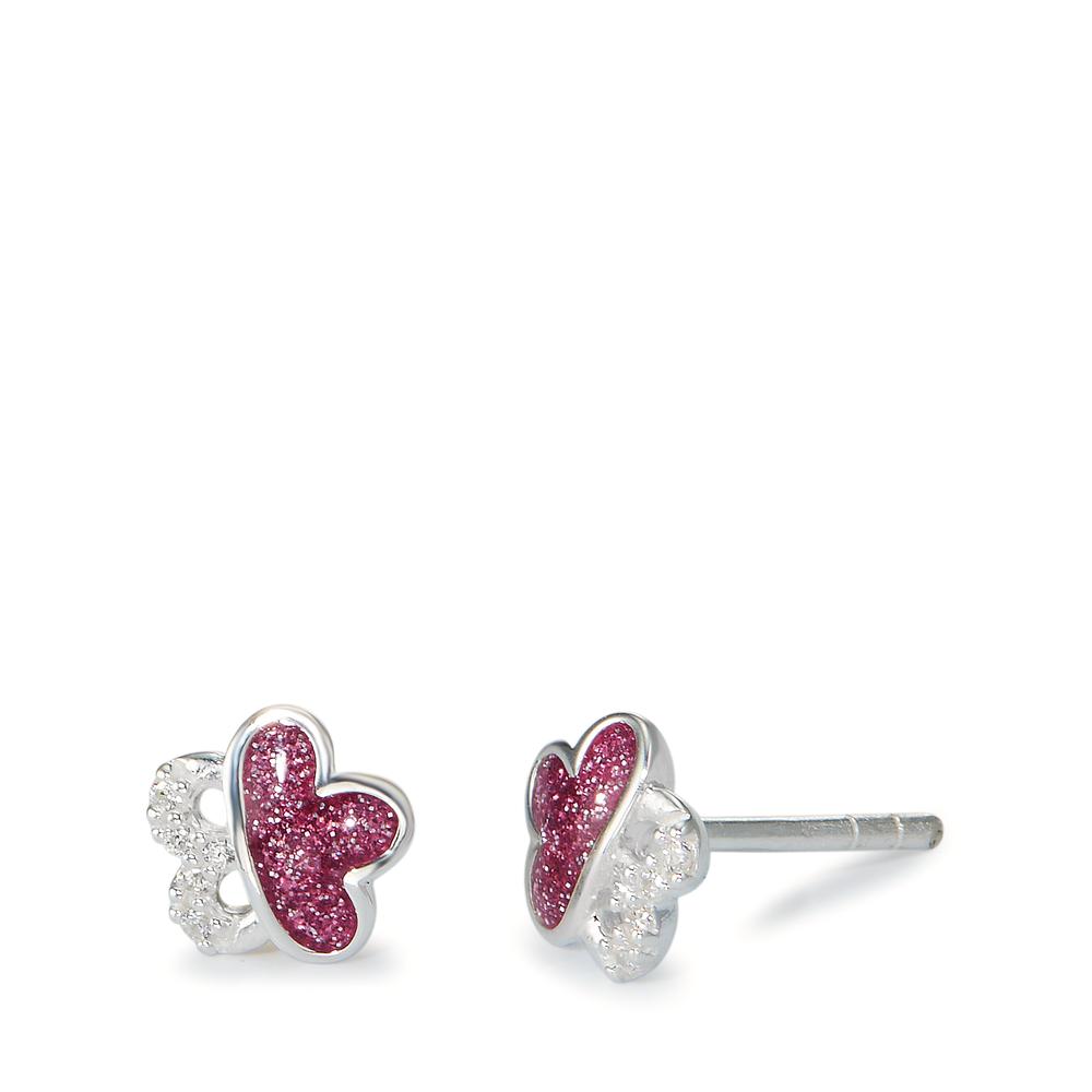Clous d'oreilles Argent Zircone 10 Pierres Laqué Fleur Ø7 mm-598277
