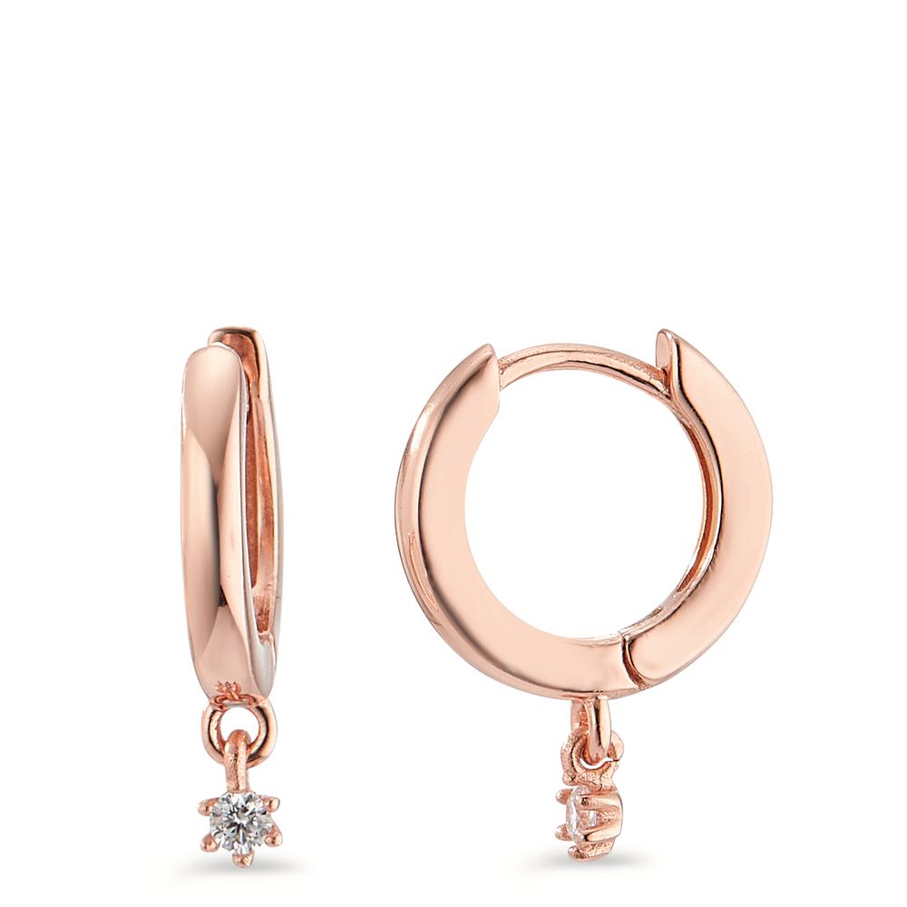 Créoles à charnières Argent Zircone 2 Pierres rosé Plaqué or-598388