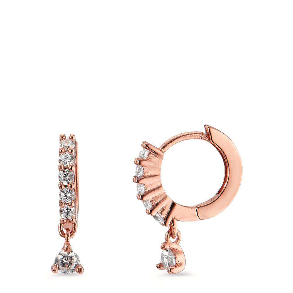 Créoles à charnières Argent Zircone 12 Pierres rosé Plaqué or-598393