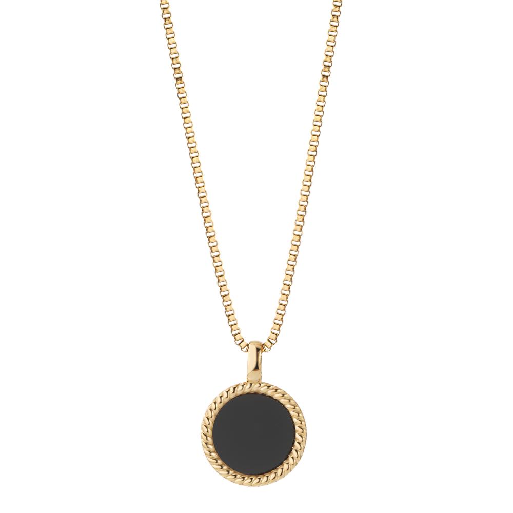 Chaînette avec pendentif Acier inoxydable Onyx jaune PVD 42 cm Ø16 mm-598484