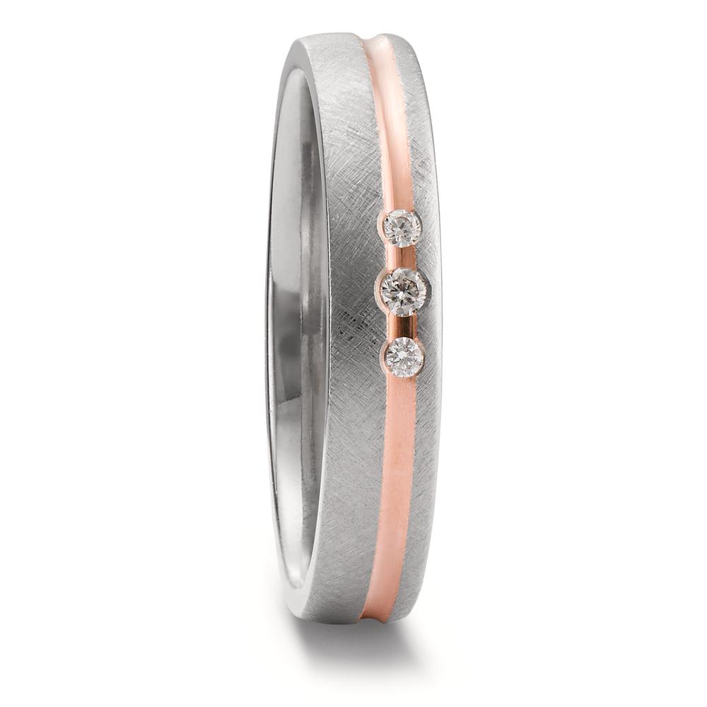 Alliance Titane, Or rouge 18K Diamant 0.04 ct, 3 Pierres, w-si-598521