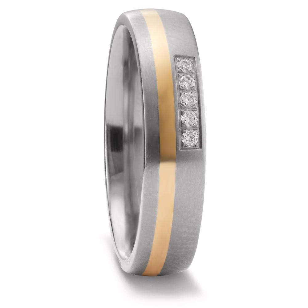 Alliance Titane, Or jaune 18K Diamant 0.05 ct, 5 Pierres, w-si-598527