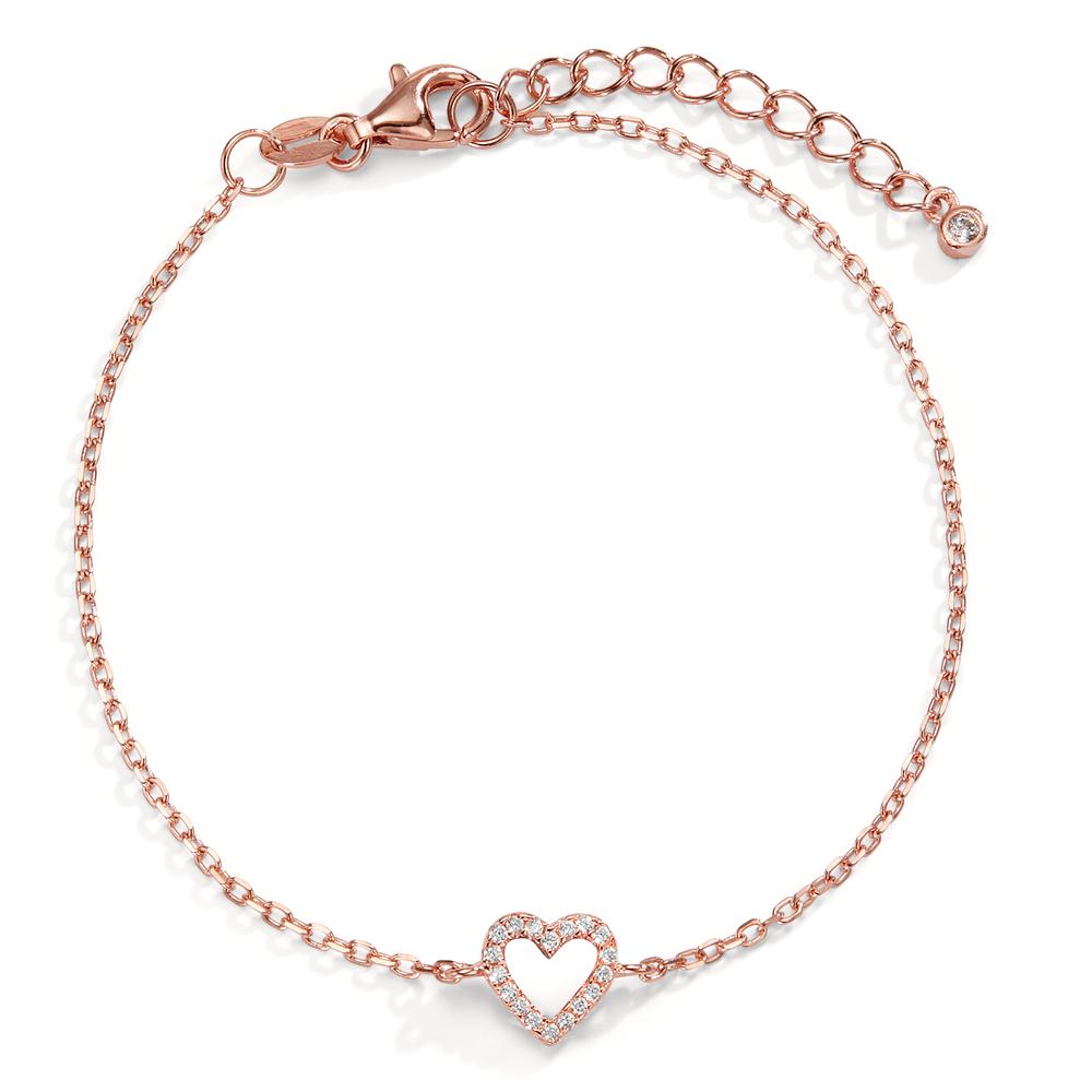 Bracelet Argent Zircone rosé Plaqué or Coeur 17-20 cm-598598