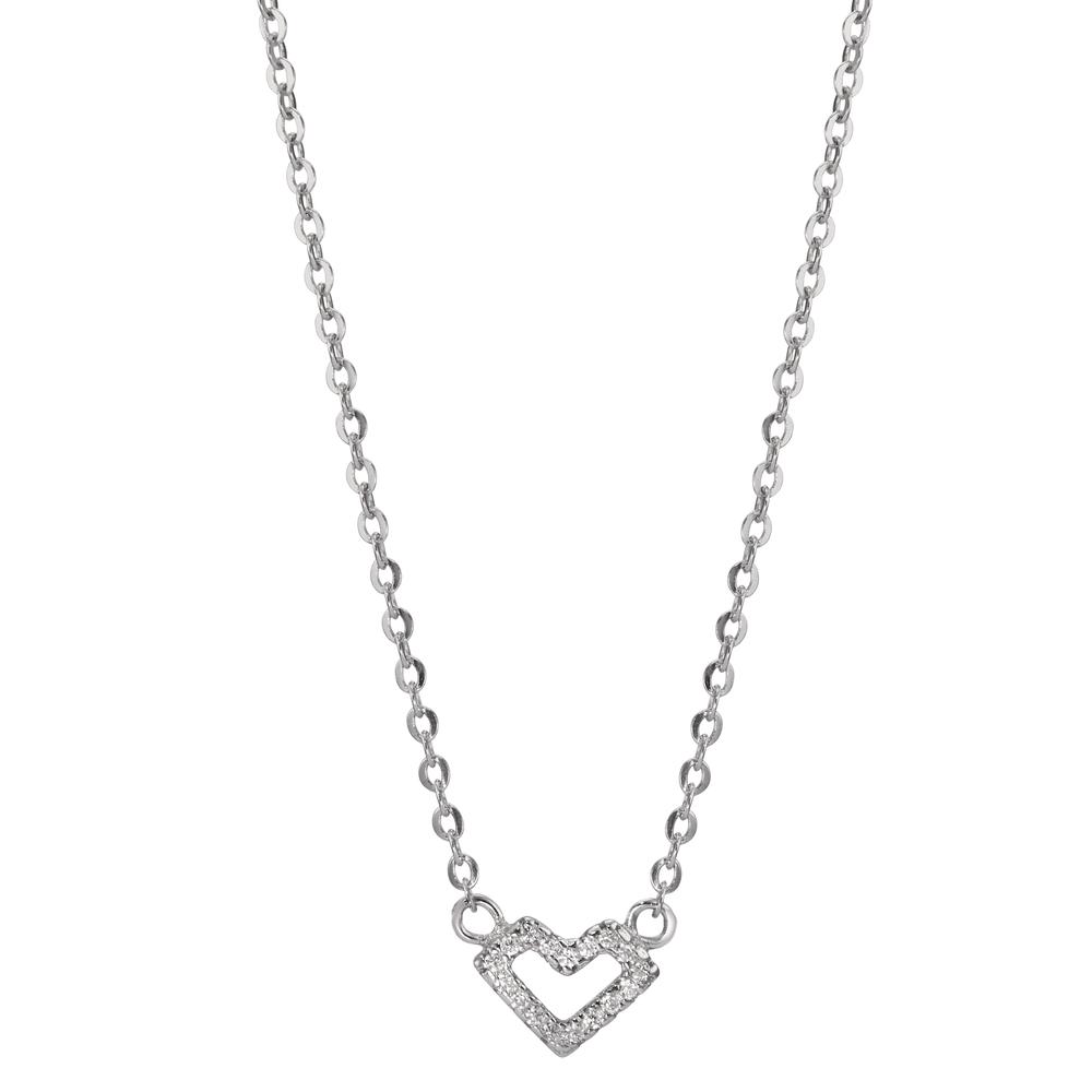 Collier Argent Zircone Rhodié Coeur 42-45 cm-598611