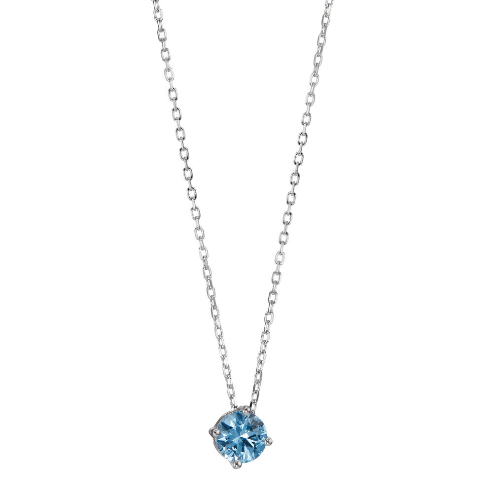 Collier Argent Zircone bleu clair Rhodié 42-45 cm Ø6 mm-598618
