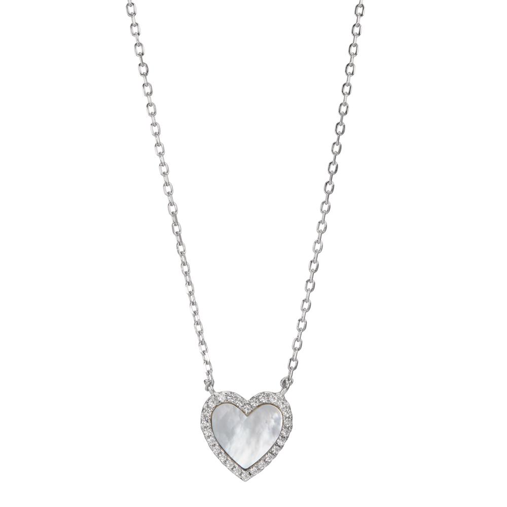 Collier Argent Zircone Rhodié nacre blanc Coeur 42-45 cm Ø12 mm-598622