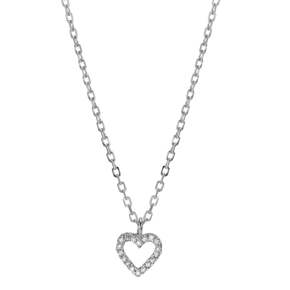 Collier Argent Zircone Rhodié Coeur 42-45 cm Ø7.5 mm-598623