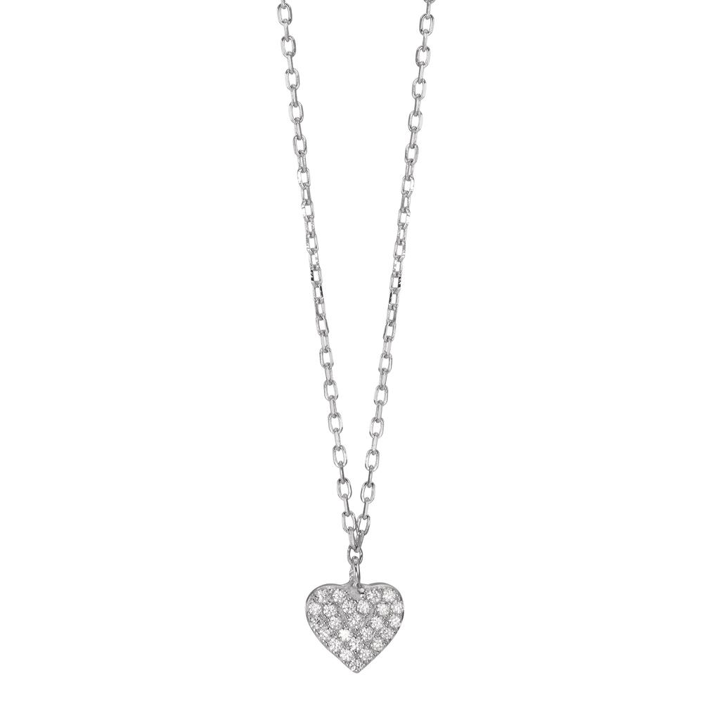 Collier Argent Zircone Rhodié Coeur 42-45 cm Ø7 mm-598635