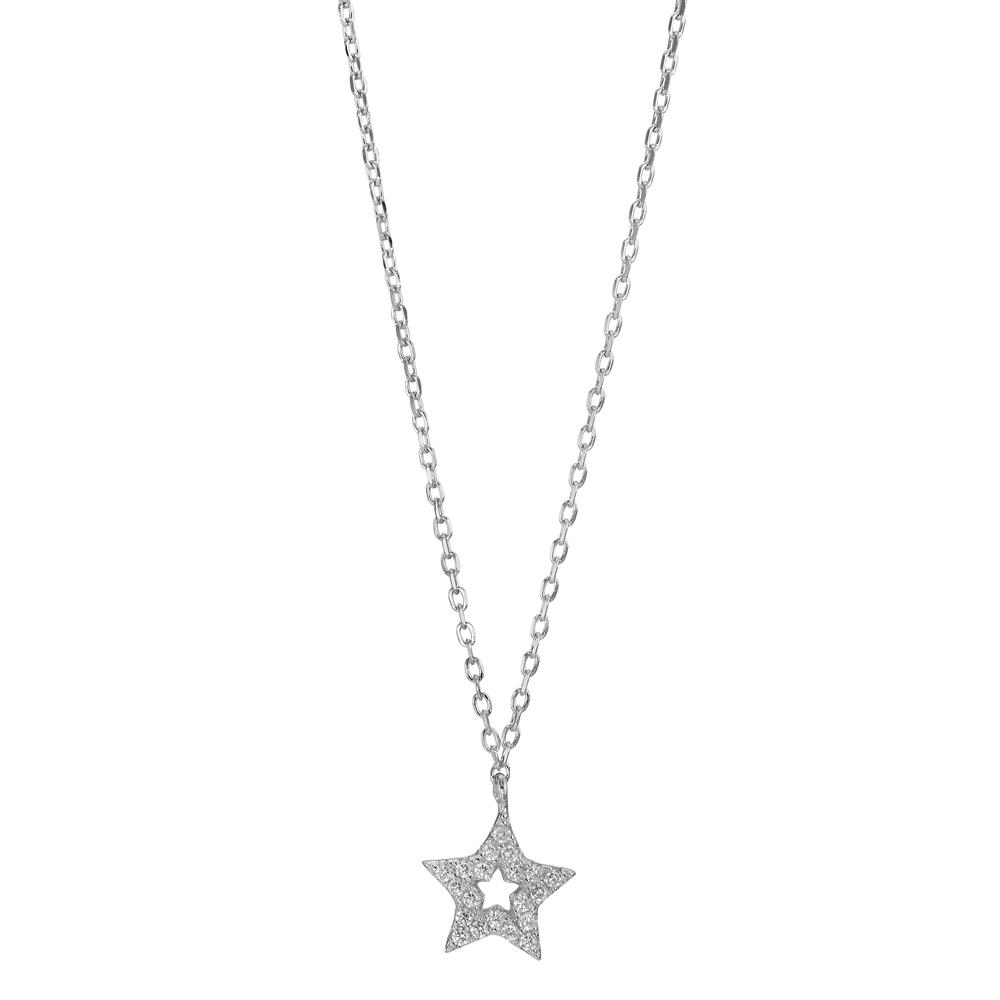 Collier Argent Zircone Rhodié Étoile 42-45 cm-598638