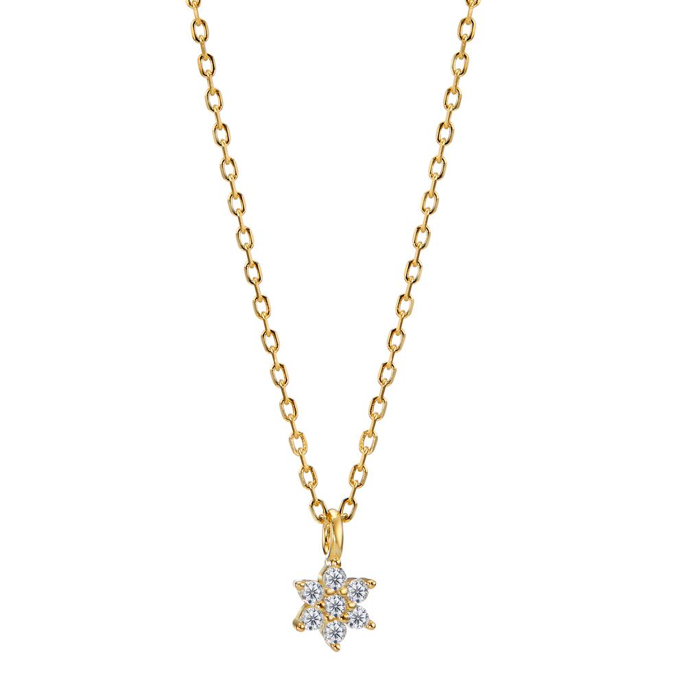 Collier Argent Zircone jaune Plaqué or Fleur 42-45 cm-598646