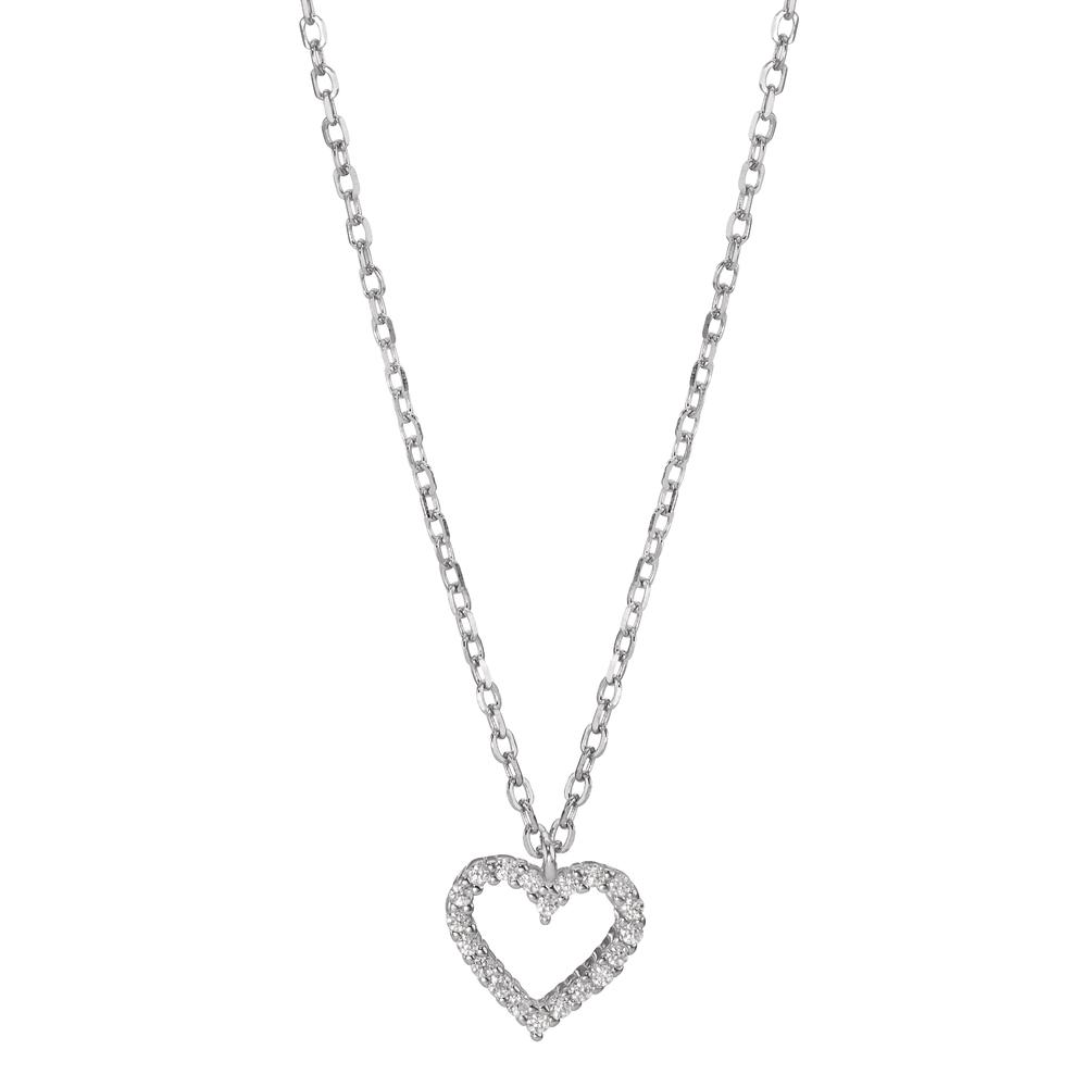 Collier Argent Zircone Rhodié Coeur 42-45 cm-598651