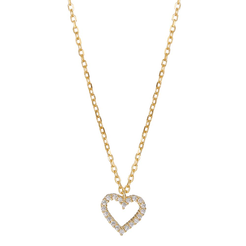Collier Argent Zircone jaune Plaqué or Coeur 42-45 cm-598652
