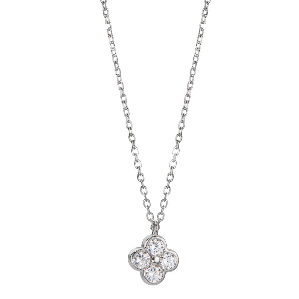 Collier Argent Zircone 4 Pierres Rhodié Fleur 42-45 cm Ø7.5 mm-598675