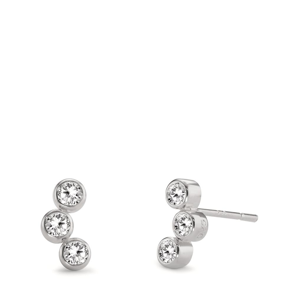 Clous d'oreilles Argent Zircone 6 Pierres Rhodié-598713