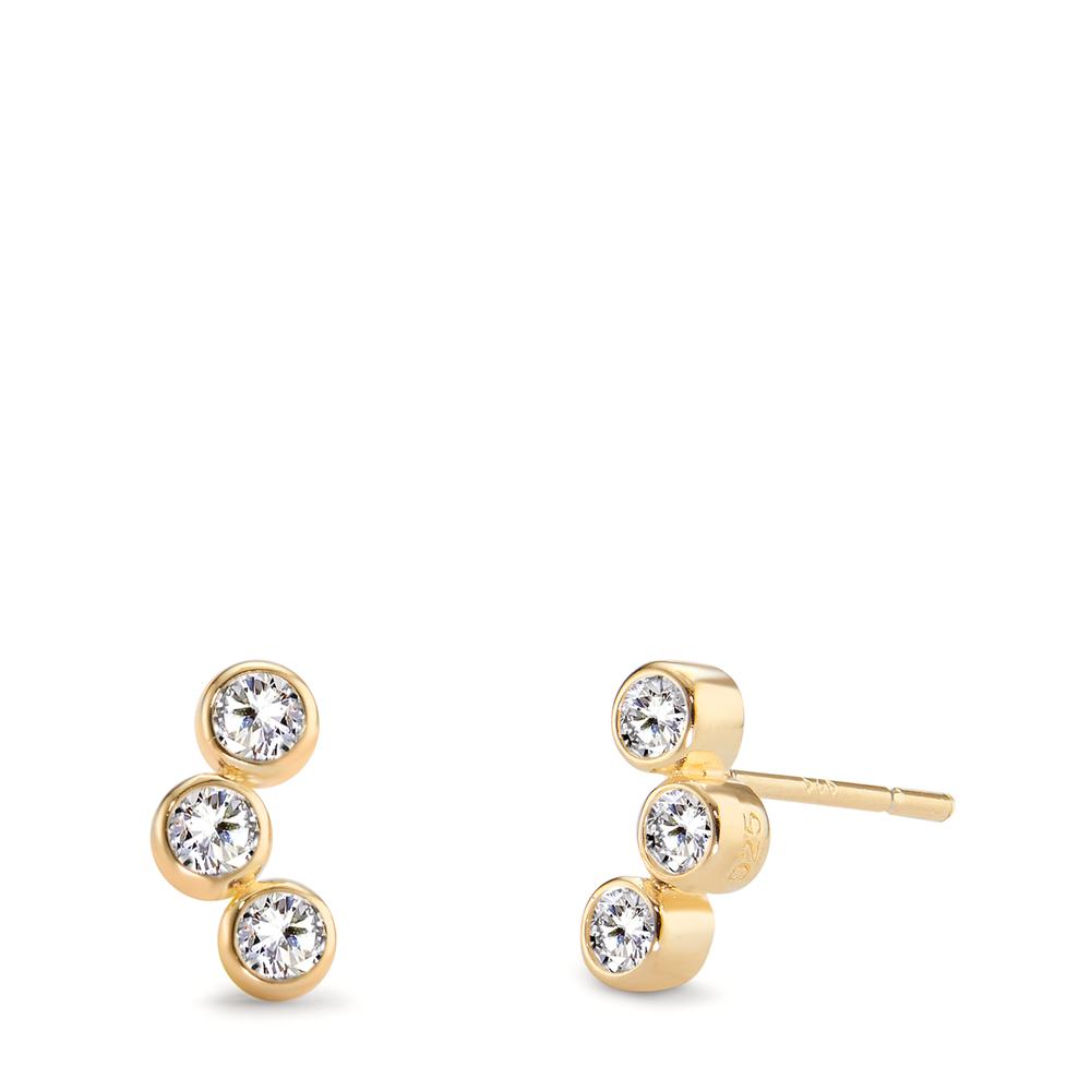 Clous d'oreilles Argent Zircone 6 Pierres jaune Plaqué or-598714