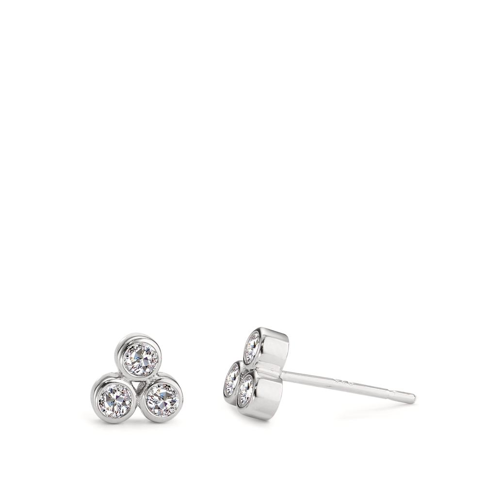 Clous d'oreilles Argent Zircone 6 Pierres Rhodié Ø6.5 mm-598716
