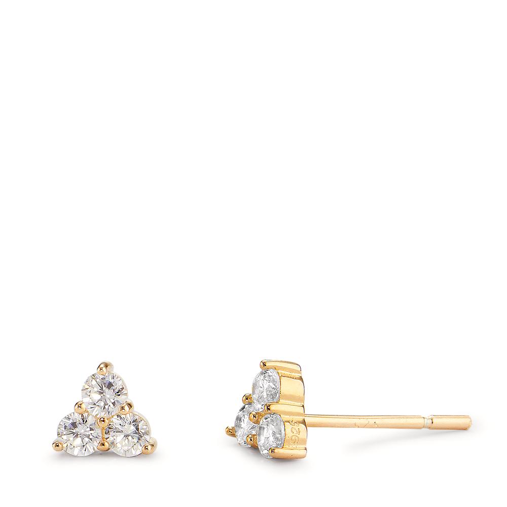 Clous d'oreilles Argent Zircone 6 Pierres jaune Plaqué or Ø5 mm-598718