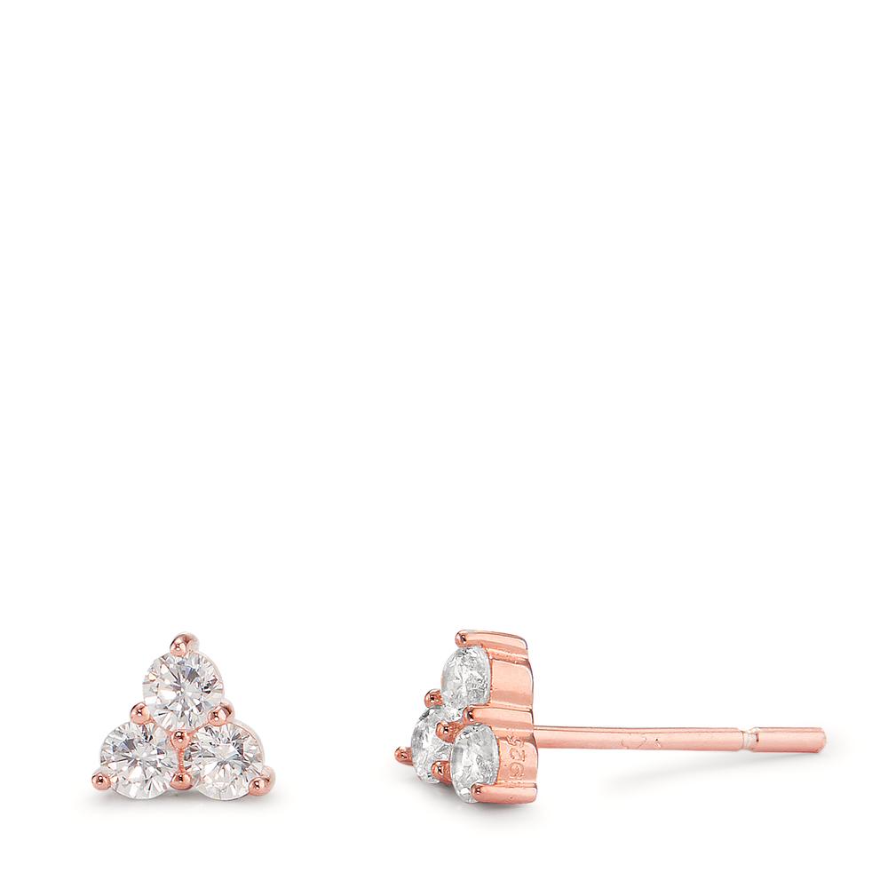 Clous d'oreilles Argent Zircone 6 Pierres rosé Plaqué or Ø5 mm-598719
