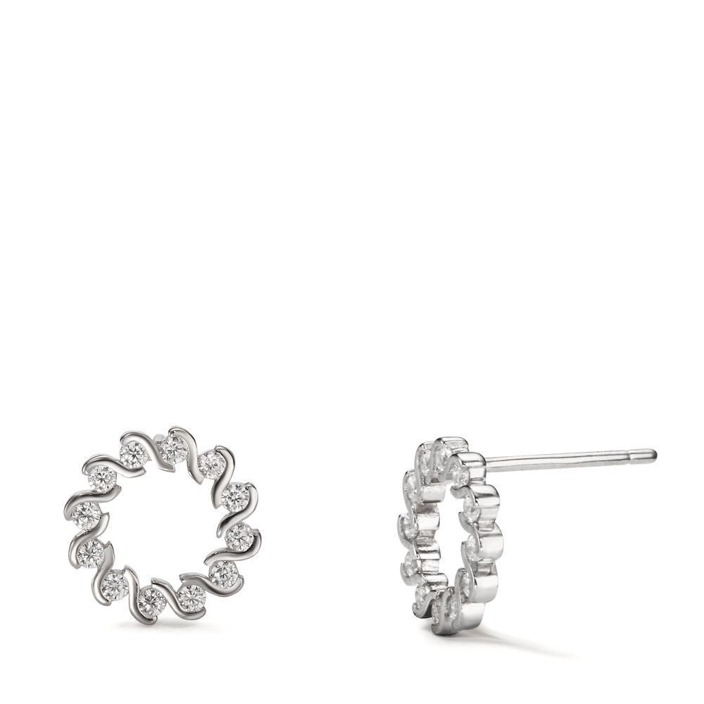 Clous d'oreilles Argent Zircone 24 Pierres Rhodié Ø10 mm-598720