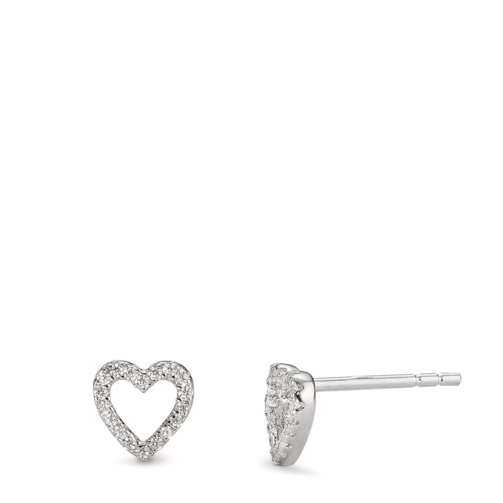 Clous d'oreilles Argent Zircone Rhodié Coeur Ø6.5 mm-598726