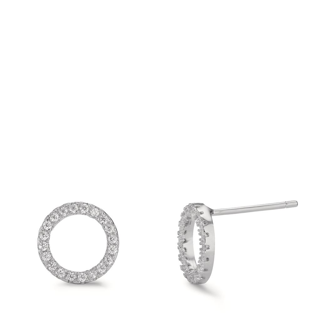 Clous d'oreilles Argent Zircone Rhodié Ø9 mm-598755