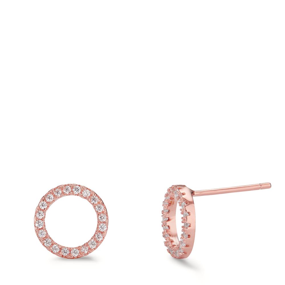 Clous d'oreilles Argent Zircone rosé Plaqué or Ø9 mm-598757