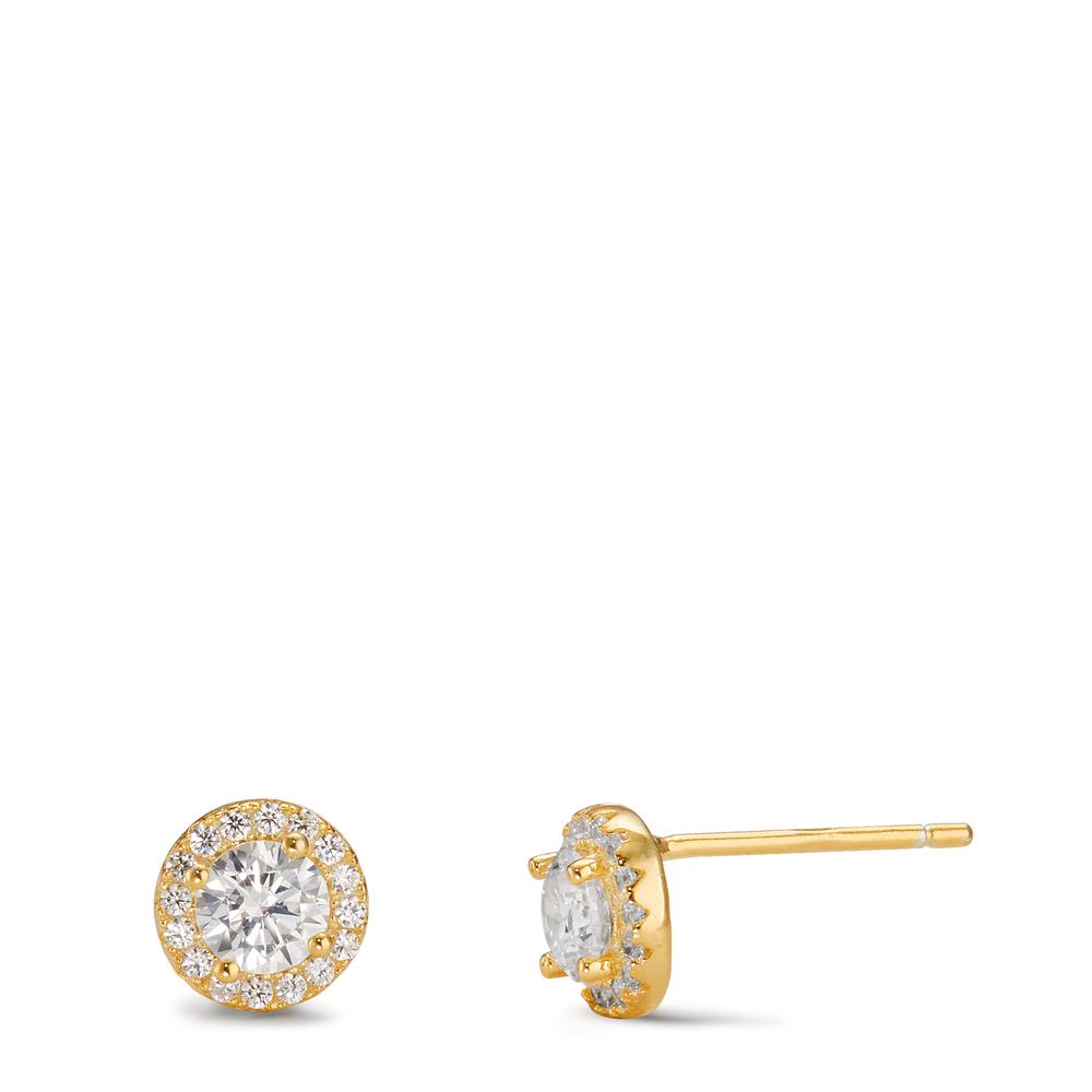 Clous d'oreilles Argent Zircone jaune Plaqué or Ø7 mm-598760