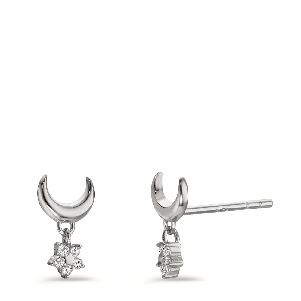 Pendant d'oreilles Argent Zircone 2 Pierres Rhodié Lune-598776