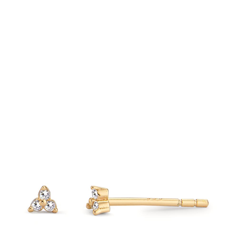 Clous d'oreilles Argent Zircone 6 Pierres jaune Plaqué or Ø3 mm-598786