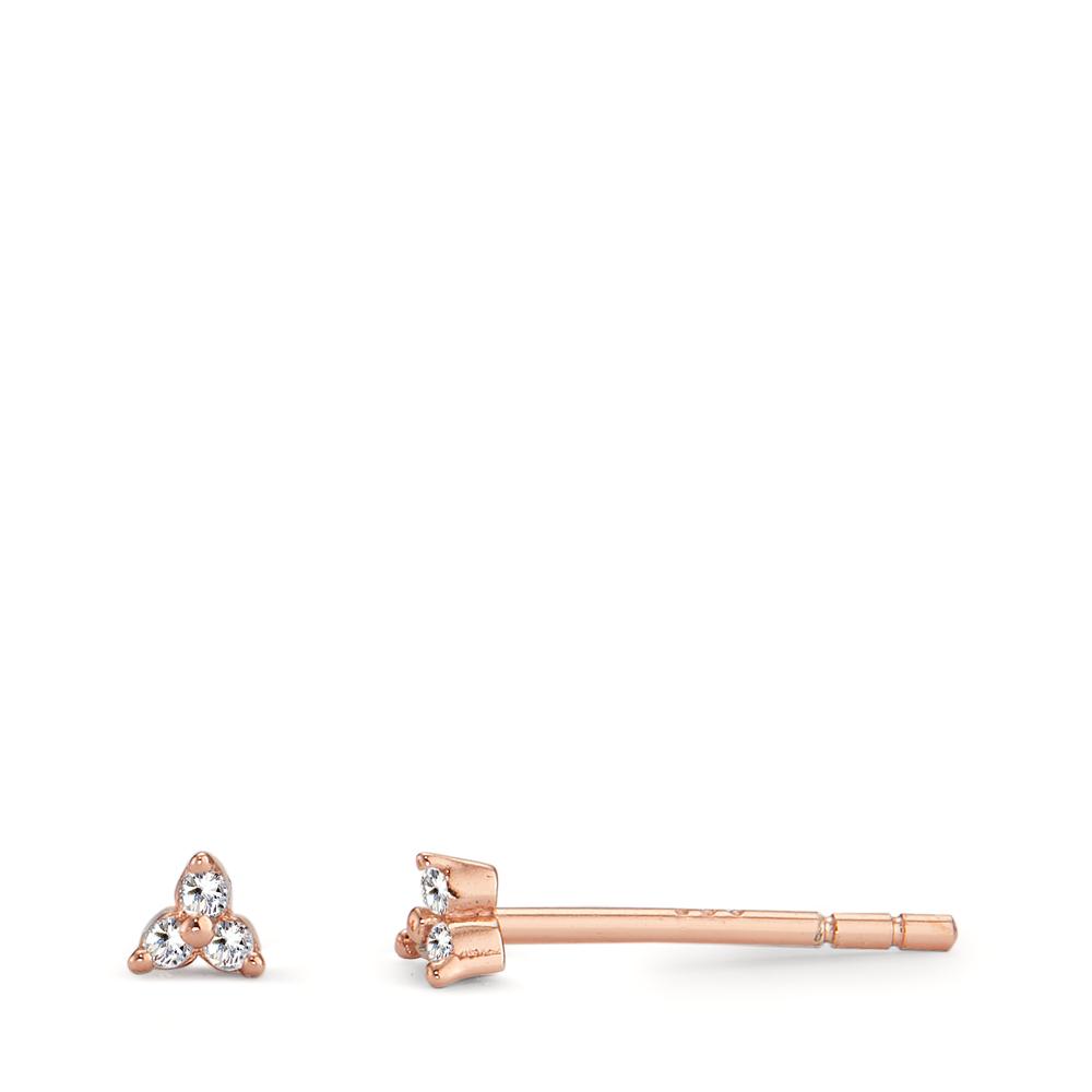 Clous d'oreilles Argent Zircone 6 Pierres rosé Plaqué or Ø3 mm-598787