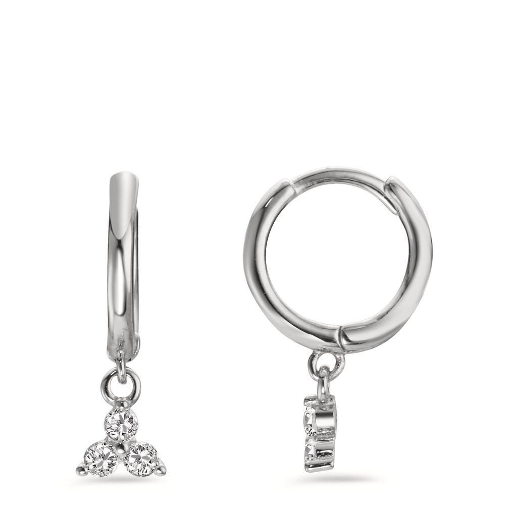 Créoles à charnières Argent Zircone 6 Pierres Rhodié-598788