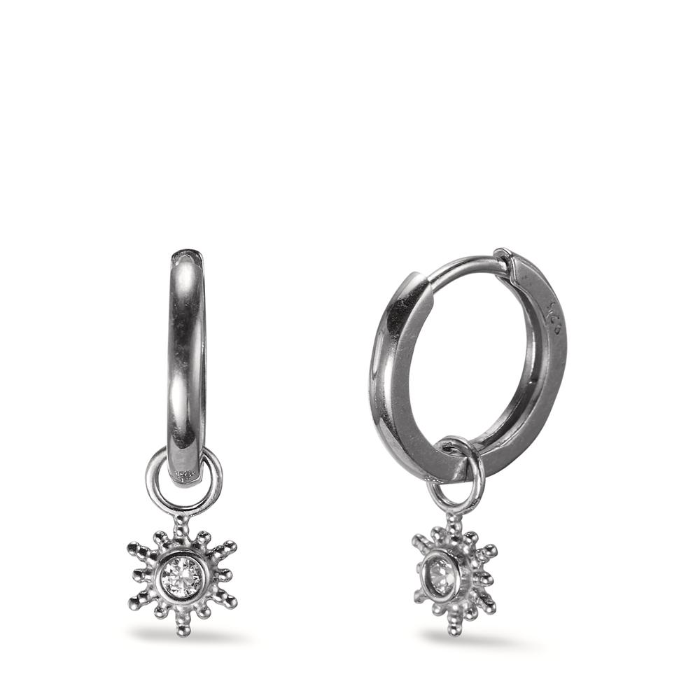 Créole avec pendentif Argent Zircone 2 Pierres Rhodié-598823