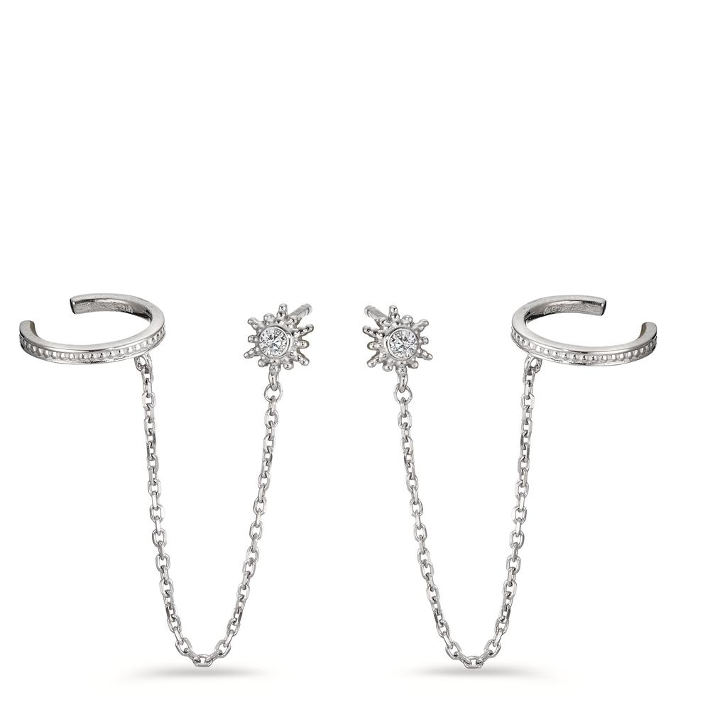 Clous d'oreilles Argent Zircone 2 Pierres Rhodié-598826
