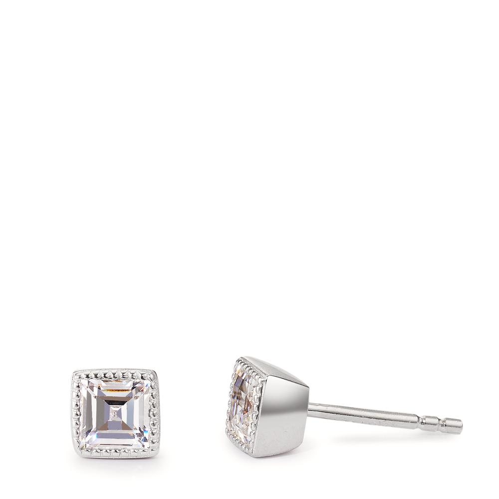 Clous d'oreilles Argent Zircone 2 Pierres Rhodié Ø5 mm-598829