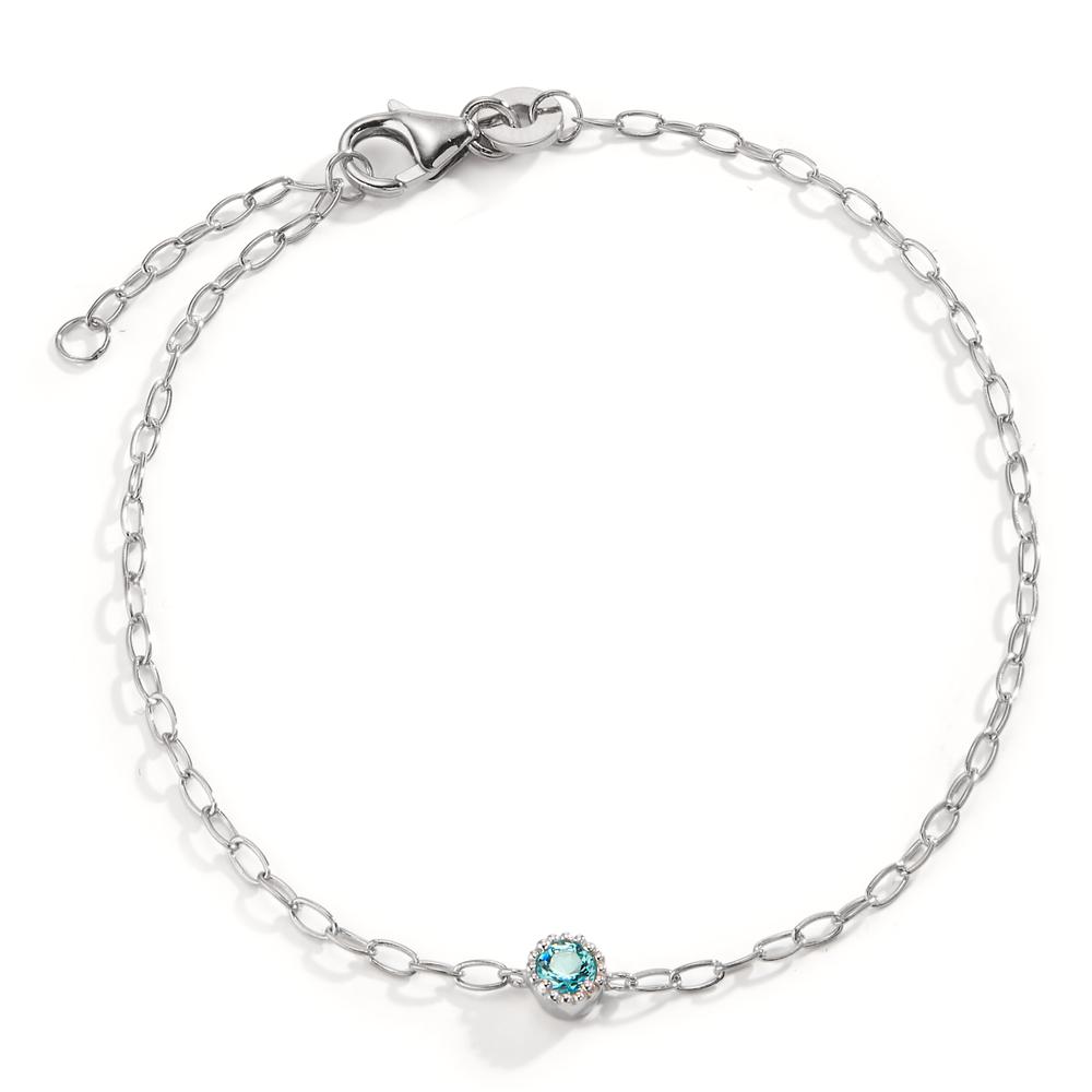 Bracelet Argent Zircone aqua Rhodié 16-18 cm-598833