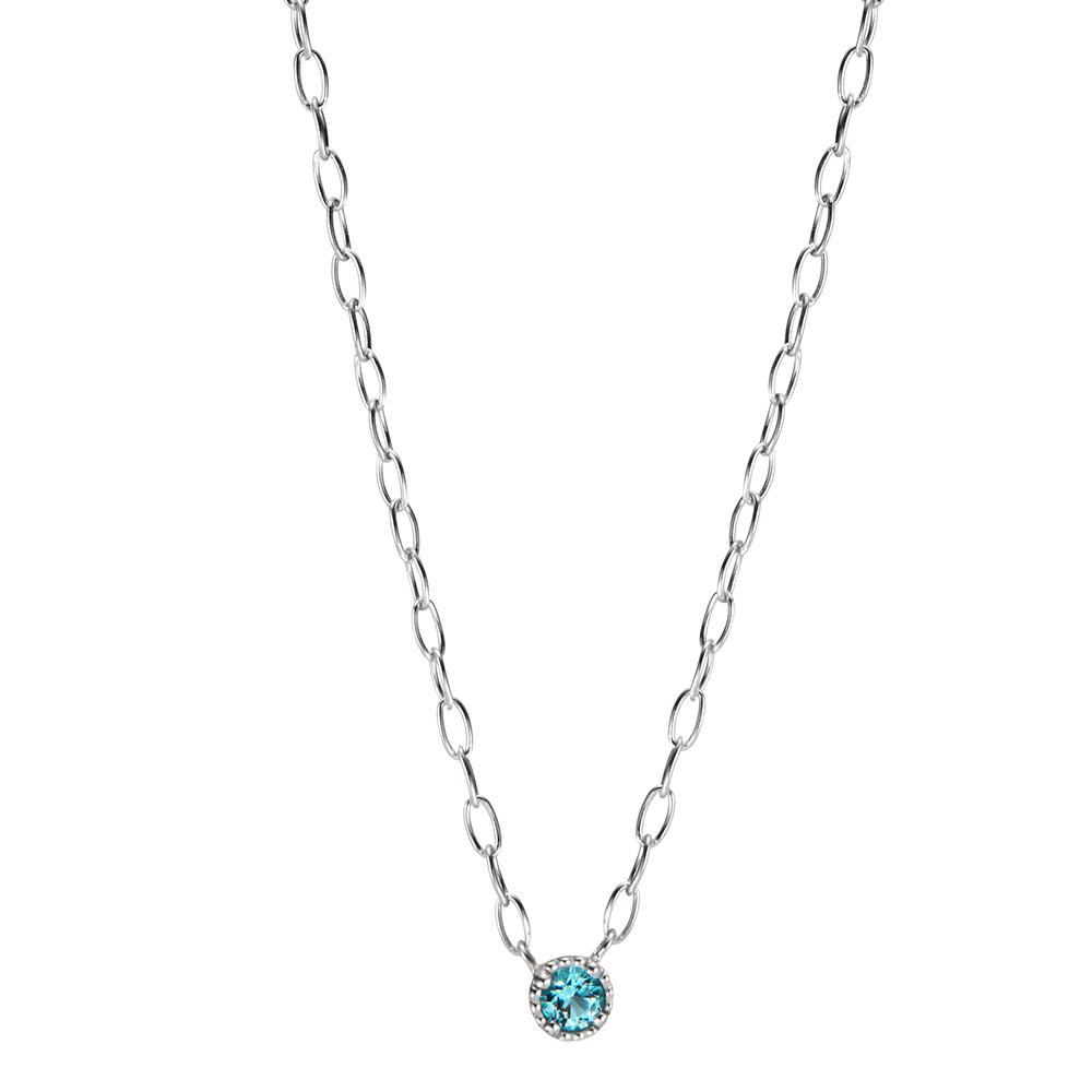 Collier Argent Zircone aqua Rhodié 40-45 cm-598834