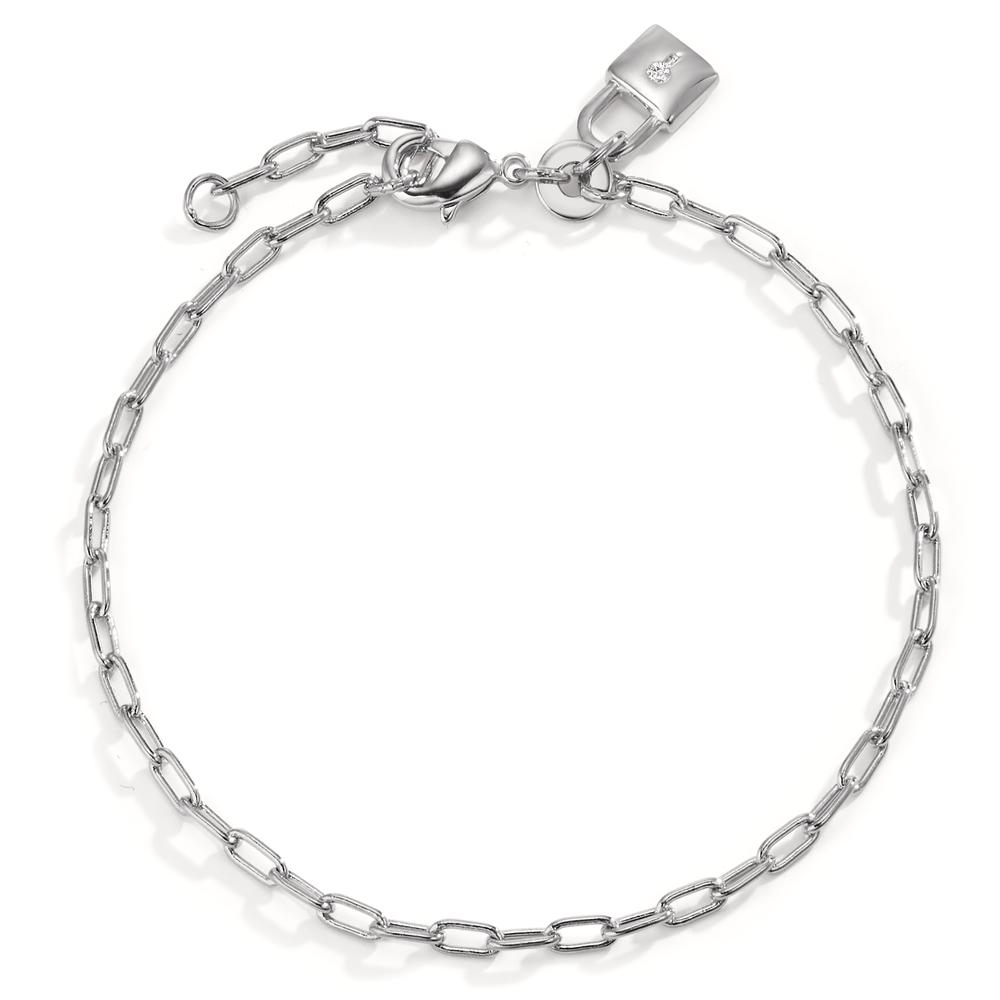 Bracelet Argent Zircone Rhodié Serrure 16.5-18.5 cm-598838