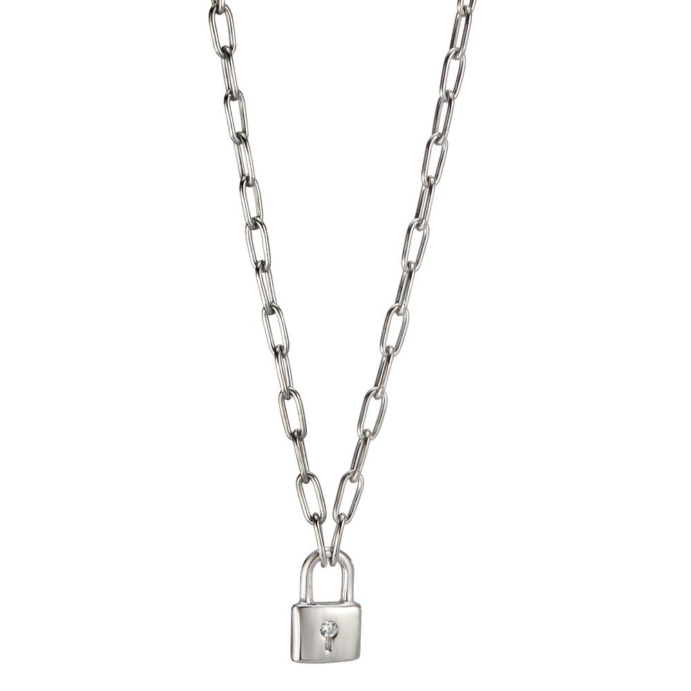 Collier Argent Zircone Rhodié Serrure 40-45 cm-598839