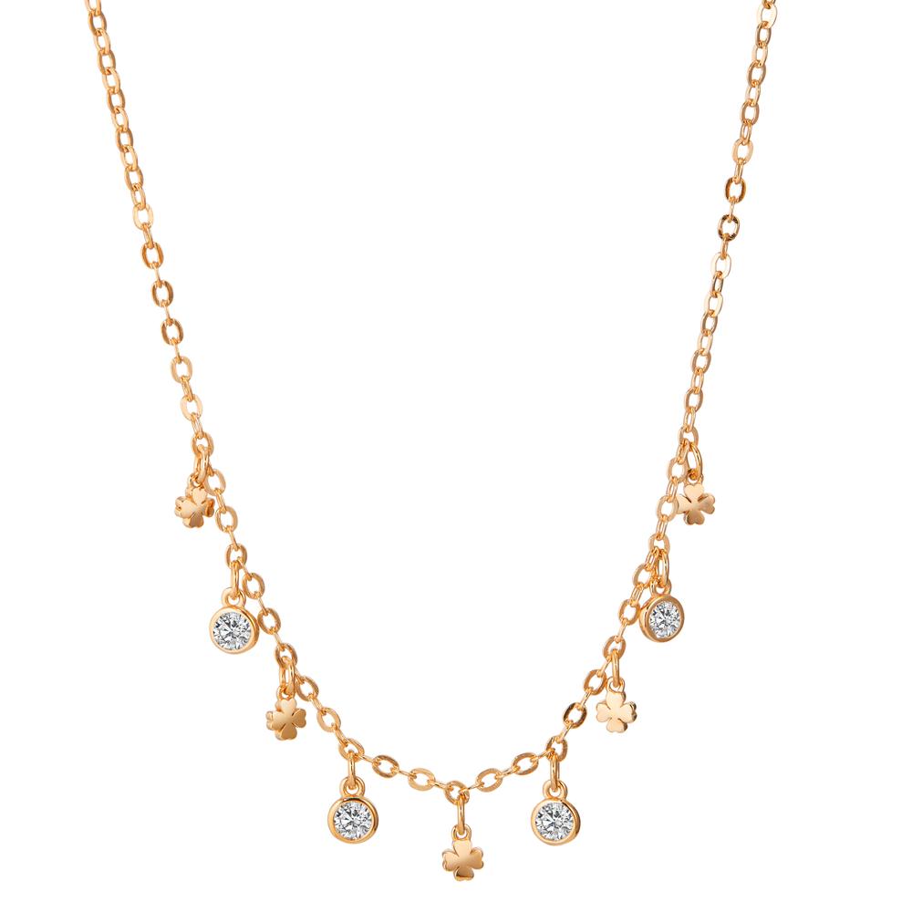Collier Bronze Zircone 4 Pierres Plaqué or Feuille de Trèfle 39-44 cm-598841