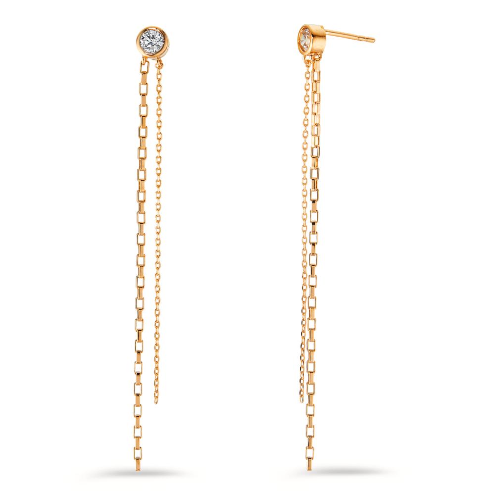 Pendant d'oreilles Bronze Zircone 2 Pierres Plaqué or-598842