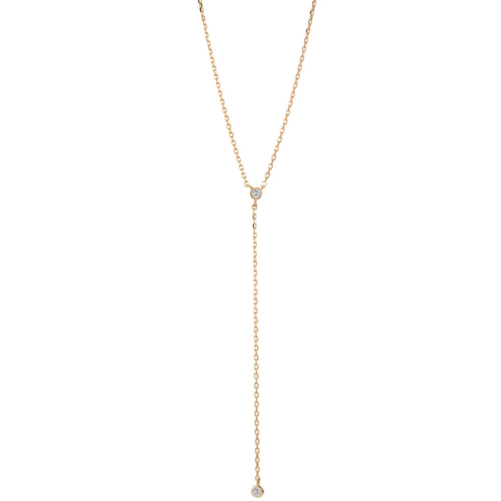 Collier Bronze Zircone 2 Pierres Plaqué or 40-45 cm-598846