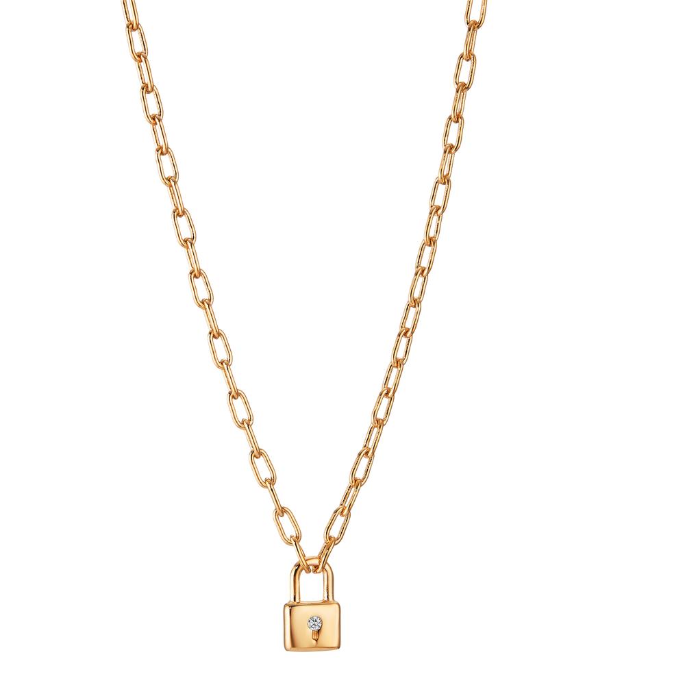 Collier Bronze Zircone Plaqué or Serrure 40-45 cm-598849