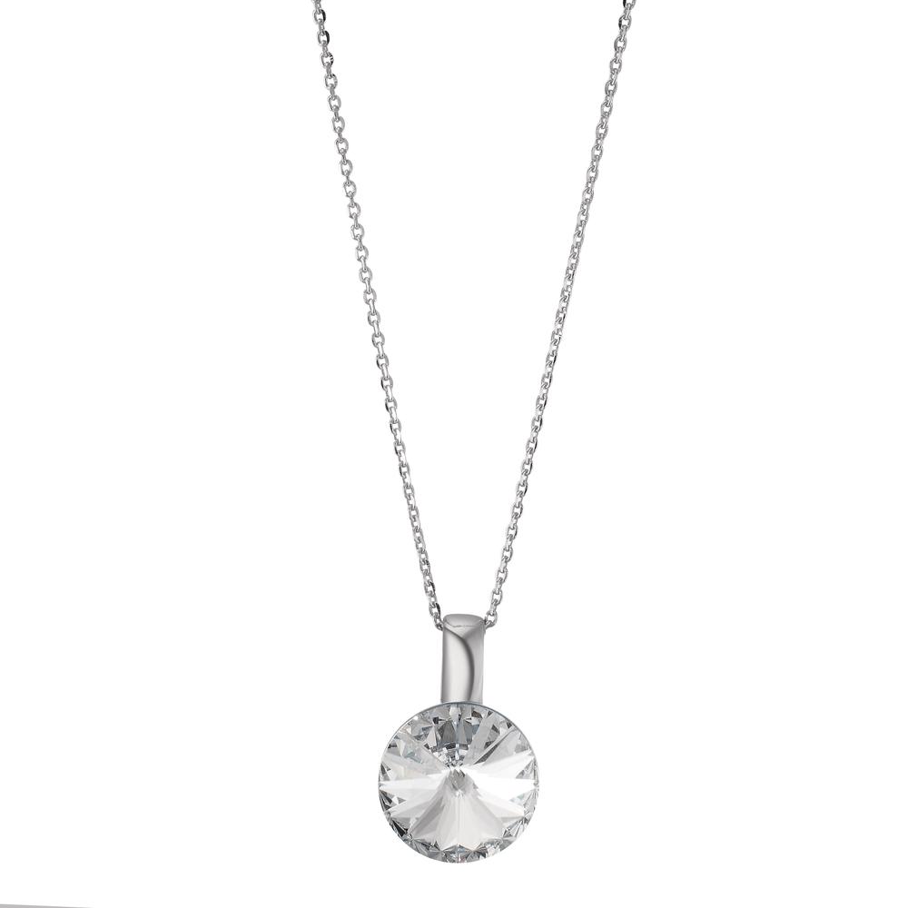 Chaînette avec pendentif Argent Zircone blanc, 2 Pierres Rhodié 43-47 cm Ø12 mm-598866