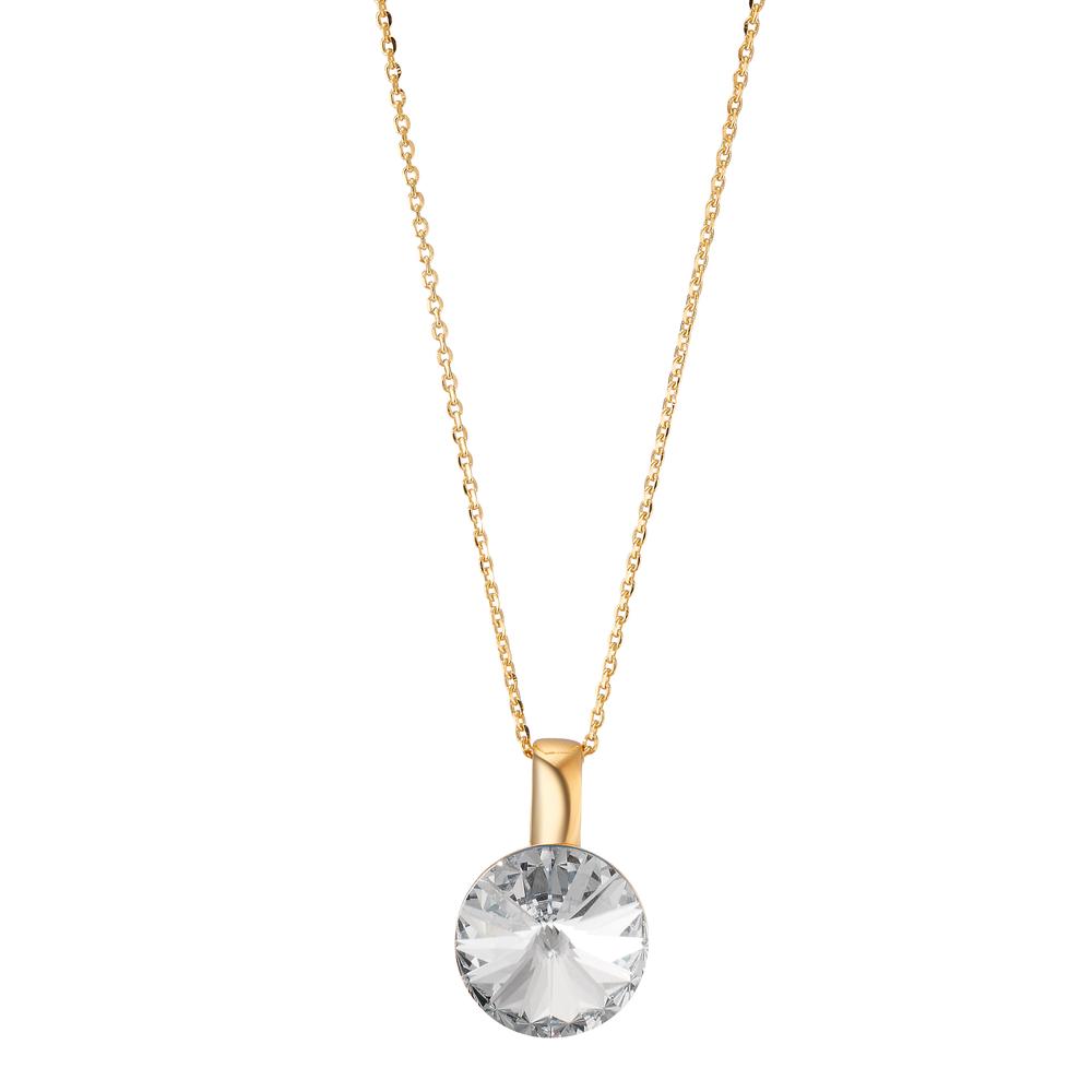Chaînette avec pendentif Argent Zircone blanc, 2 Pierres jaune Plaqué or 43-47 cm Ø12 mm-598867