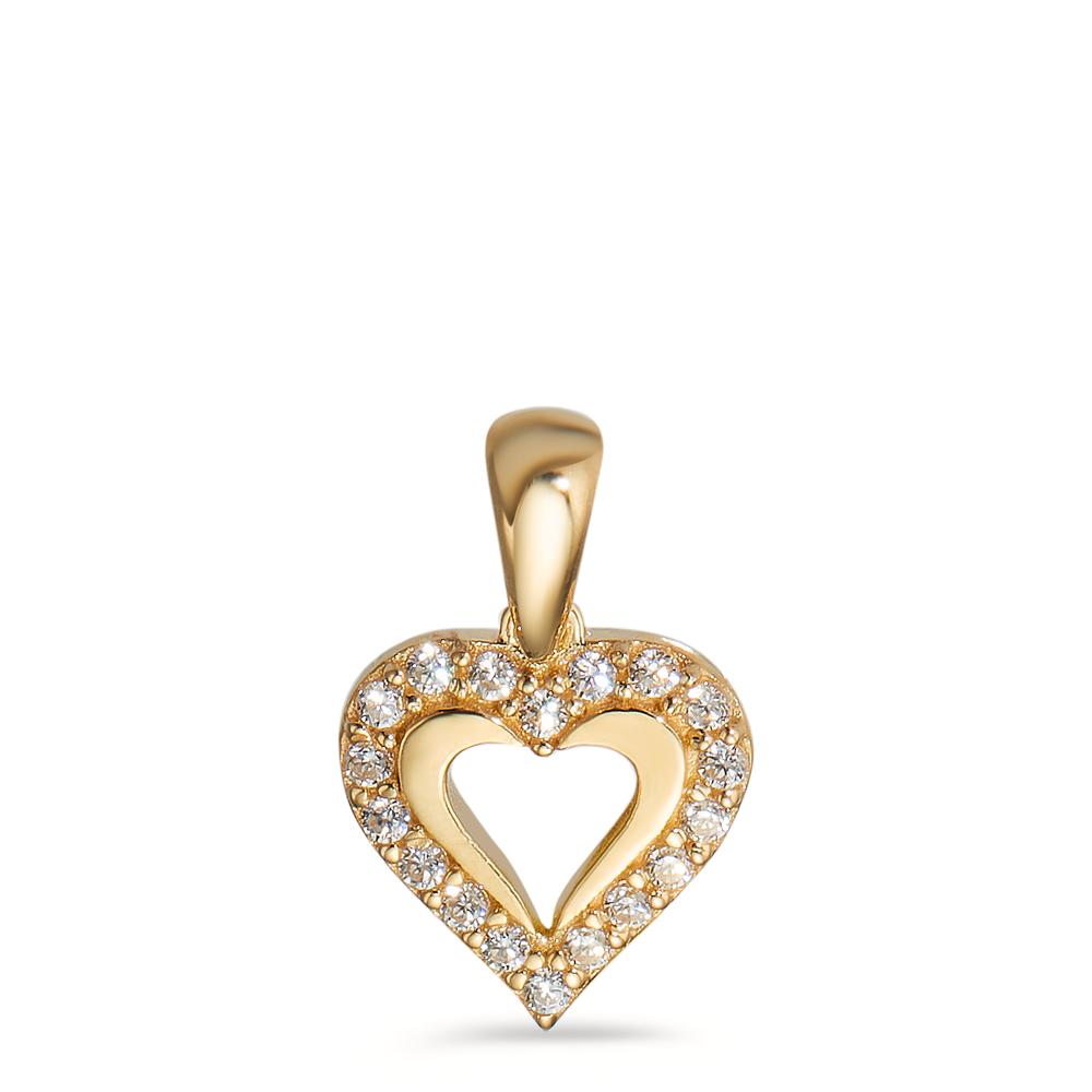 Pendentif Or jaune 9K Zircone Coeur Ø9 mm-598877